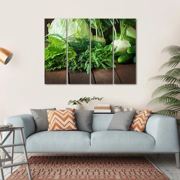 Useful Green Vegetables Canvas Wall Art