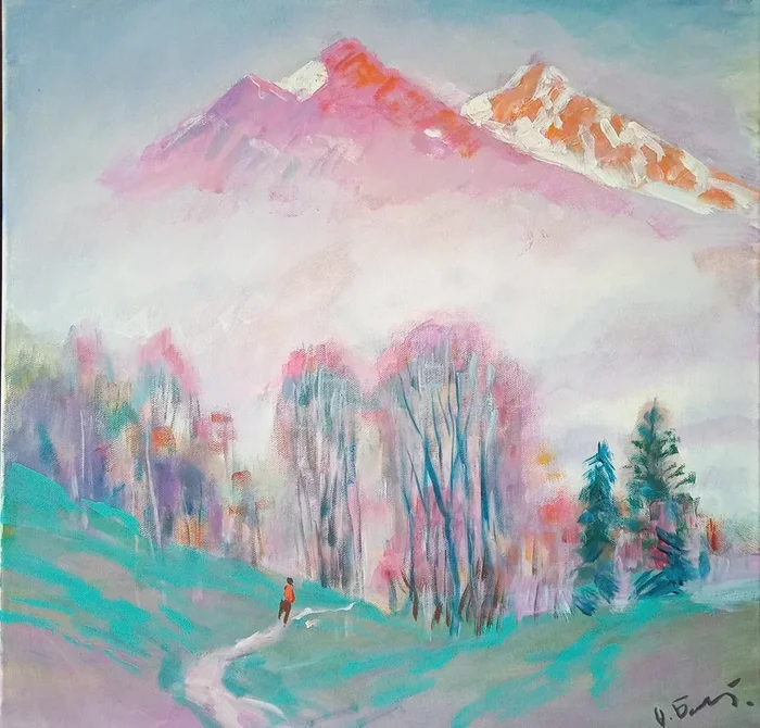 Утро в Альпах (2023) Acrylic painting by Oleksandr Bielskyi