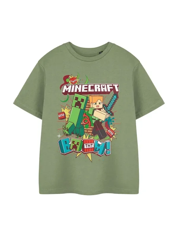 Vanilla Underground Green Boys Minecraft Short Sleeved 100% Cotton T-Shirt