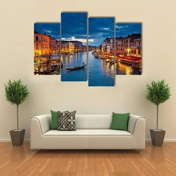 Venice Canal at Twilight Canvas Wall Art