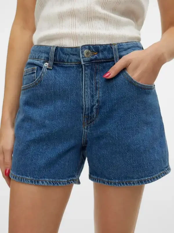 VERO MODA Blue Mid Rise Denim Shorts