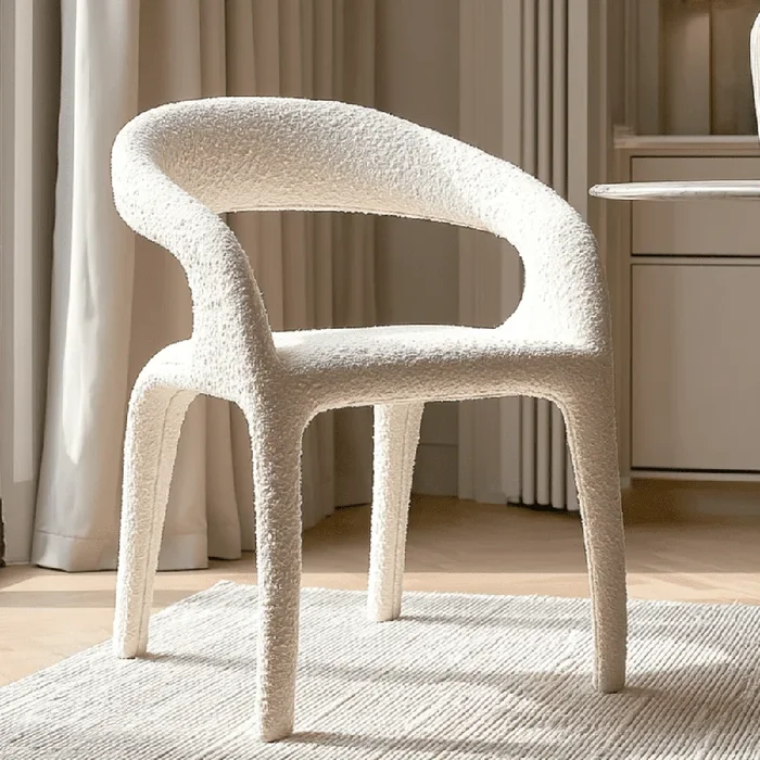Vianne Ivory Boucle Upholstered Dining Chair