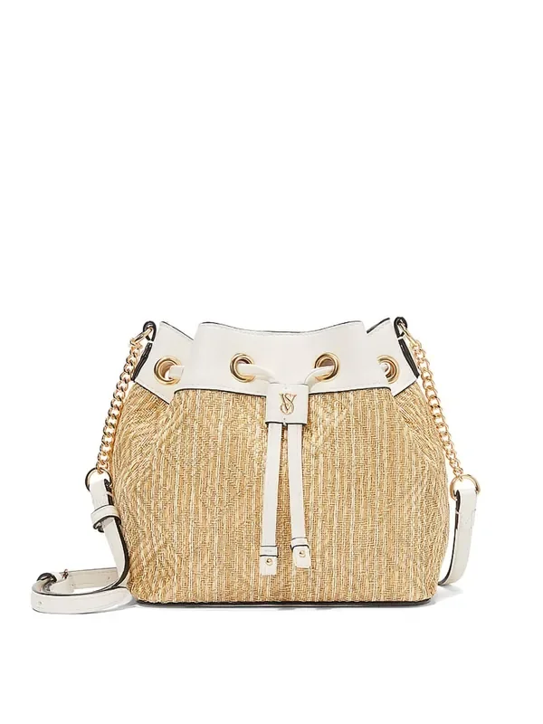 Victoria‘s Secret Brown Straw Mini Bucket Bag