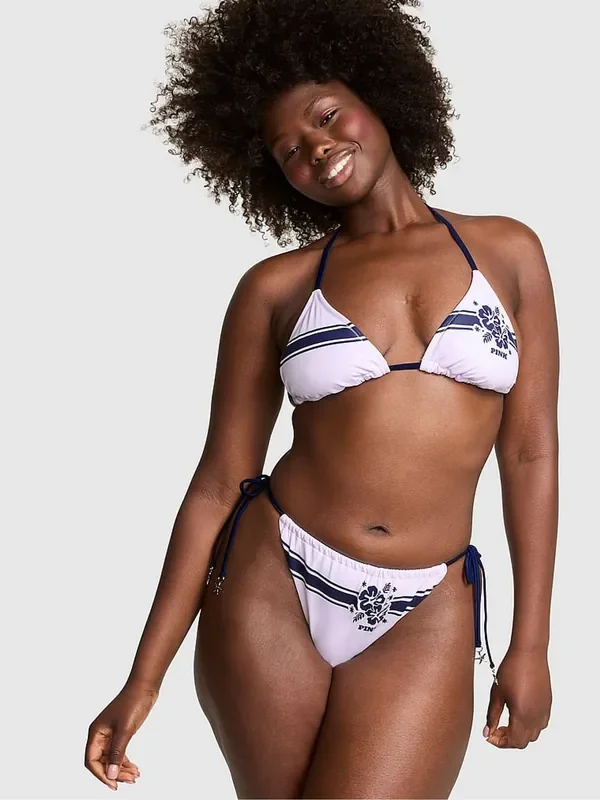 Victoria‘s Secret PINK Purple and Navy Blue Tie Side Cheeky Bikini Bottoms