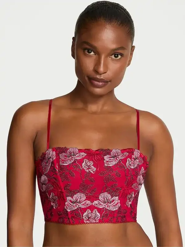 Victoria‘s Secret Red Beautiful Bows Embroidery Corset