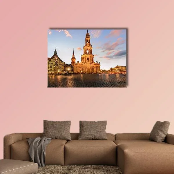 View Of Dresden On Sunset Canvas Wall Art