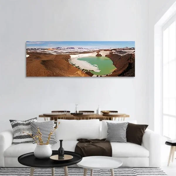 Volcano Krafla In Iceland Panoramic Canvas Wall Art