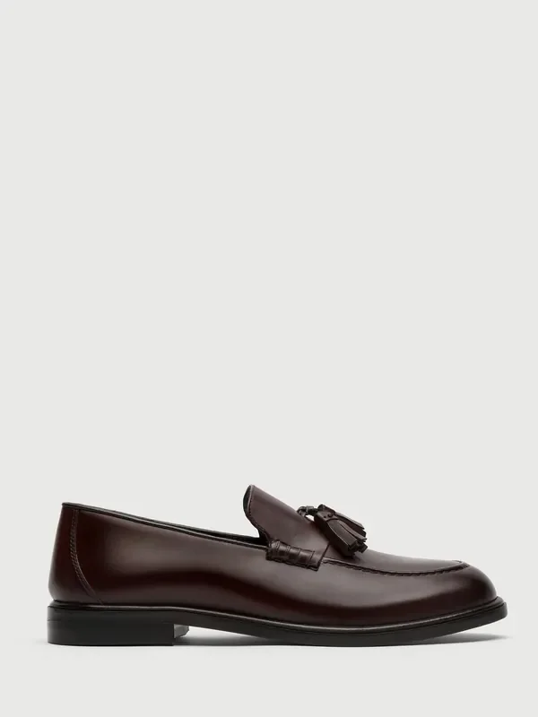 Walk London Brown Leather Putney Tassel Loafers