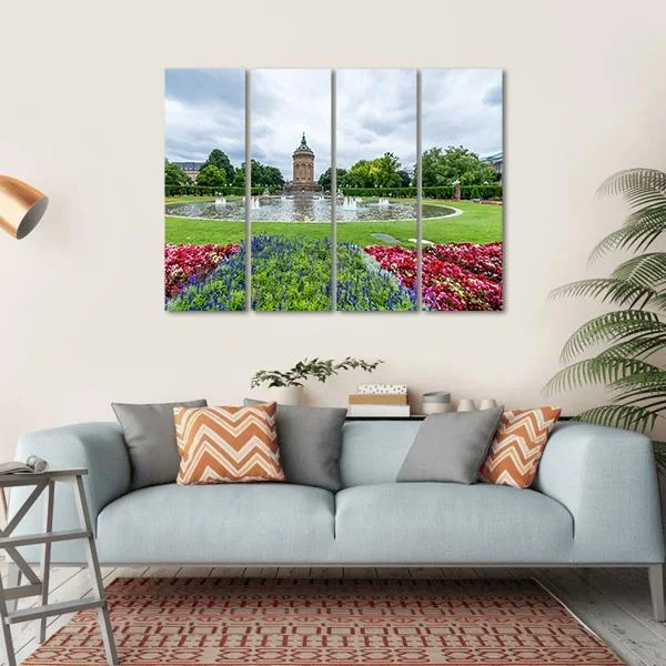 Water Tower In Mannheim Germany Canvas Wall Art