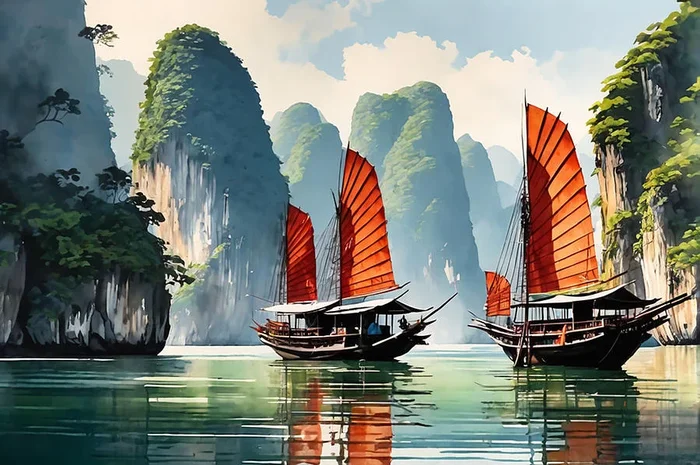 Watercolor Halong Bay