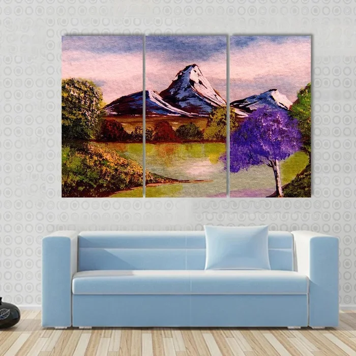 Watercolor Sketch of Mountains Canvas Wall Art