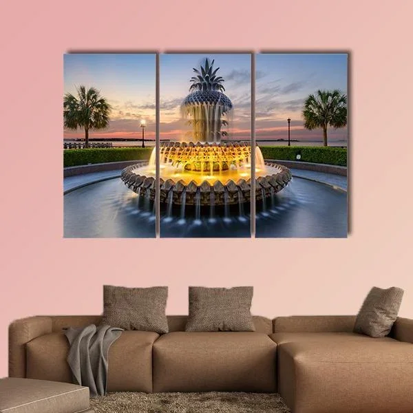 Waterfront Park Pineapple Fountain Canvas Wall Art