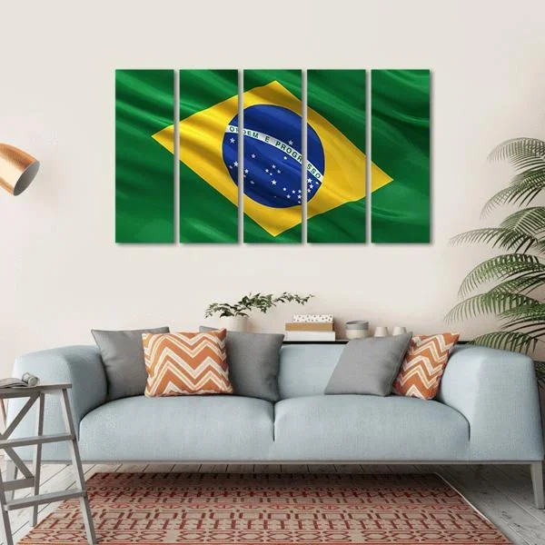 Waving Brazil Flag Canvas Wall Art