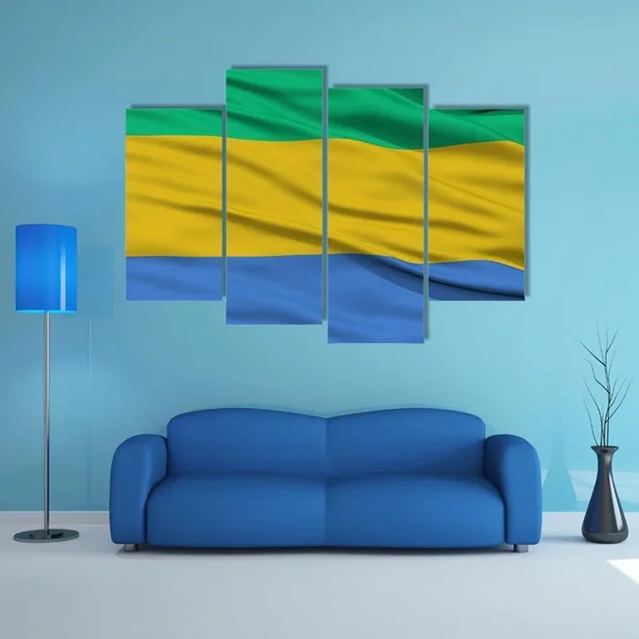 Waving Gabon Flag Canvas Wall Art