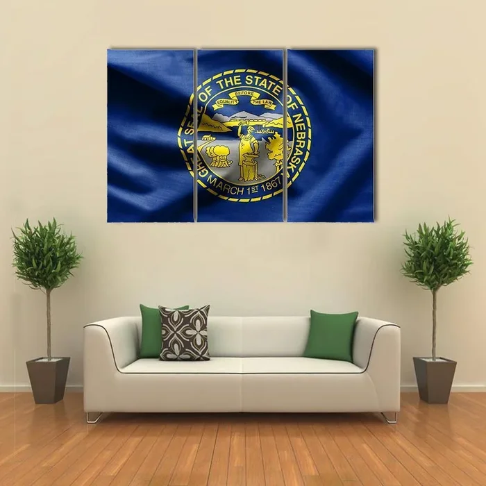 Waving Nebraska State Flag Canvas Wall Art