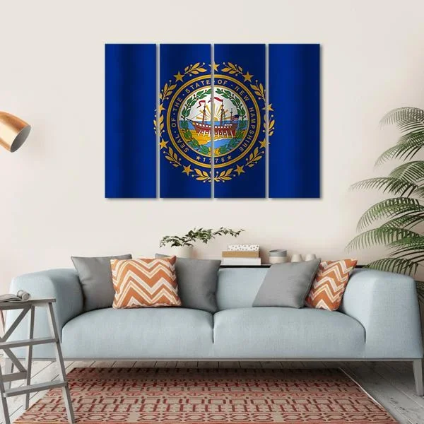 Waving New Hampshire State Flag Canvas Wall Art