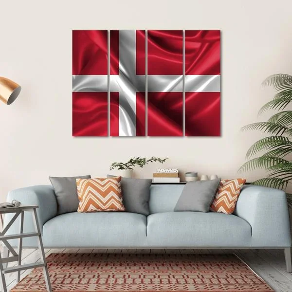 Wavy Flag Of Denmark Canvas Wall Art