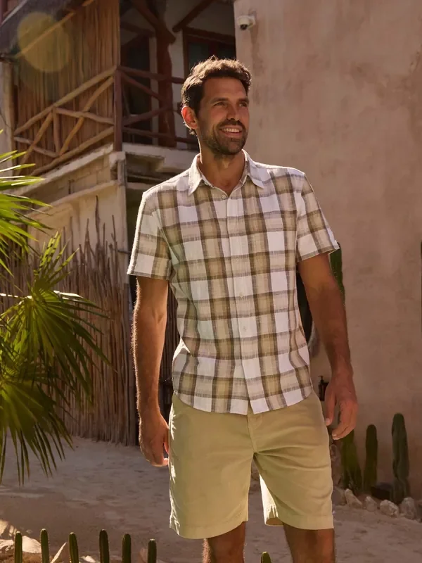 Weird Fish Cream Benjamin Textured Check Shirt