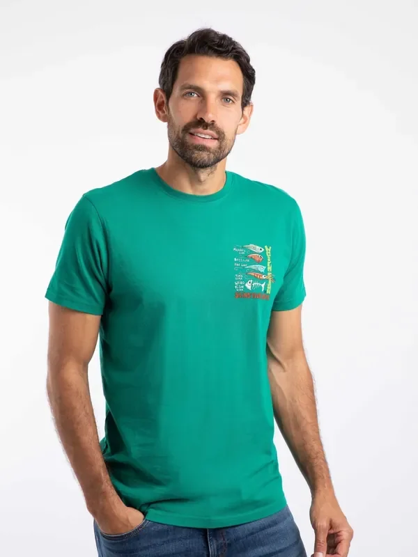 Weird Fish Green Sling Your Hook Back Print Artist T-Shirt