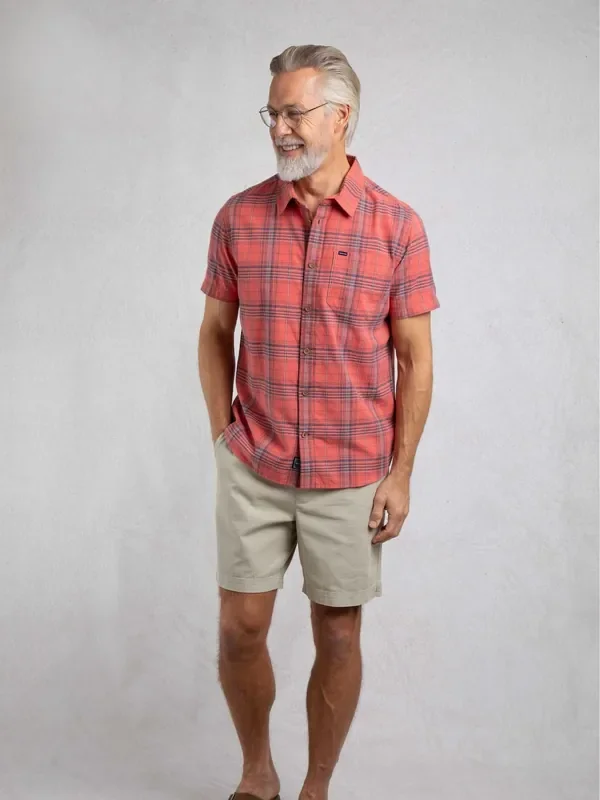 Weird Fish Red Angeles Vintage Wash Short Sleeve 100% Cotton Check Shirt
