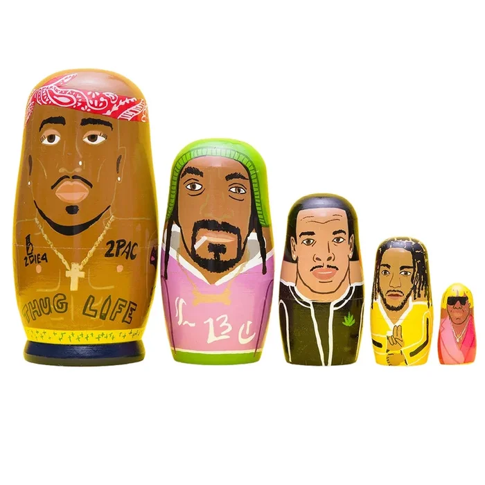 West Coast Rappers Wooden Nesting Doll Set