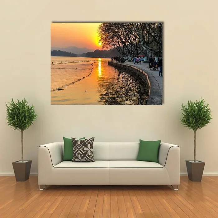 West Lake Sunset View Canvas Wall Art