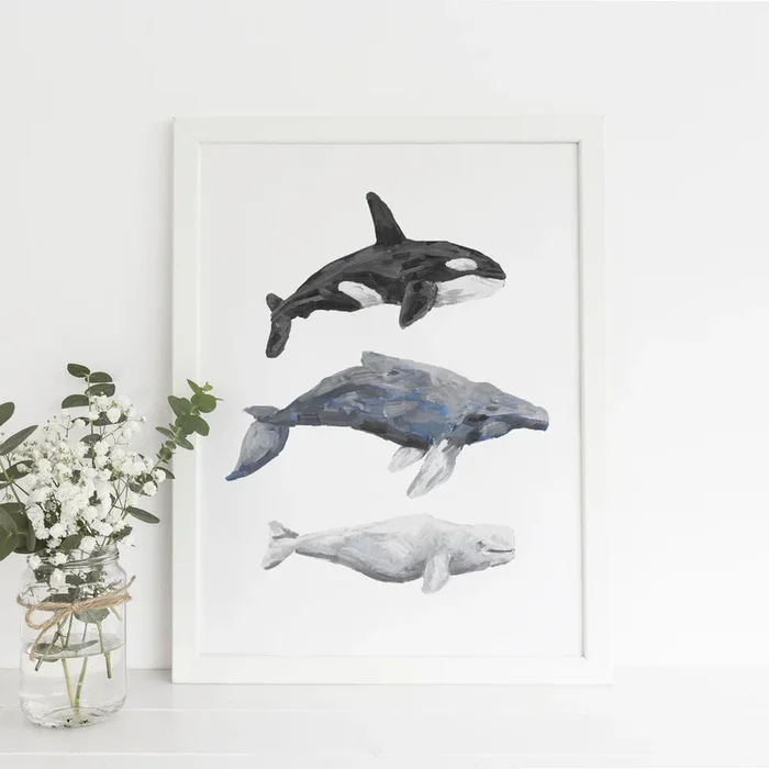 Whale Trio Watercolor