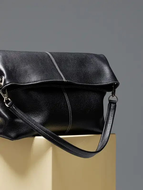 Whistles Black Kamil Contrast Stitch Tote Bag