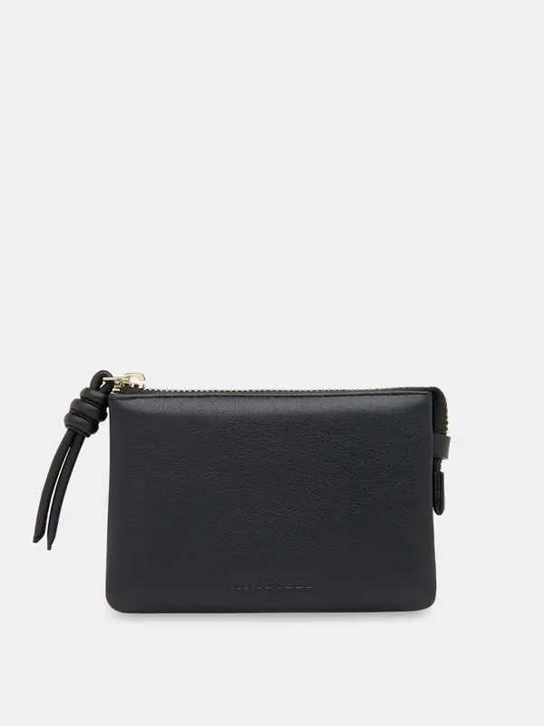 Whistles Black Knotted Zip Pull Purse