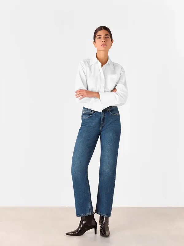 Whistles Blue Authentic Column Leg 100% Cotton Jeans