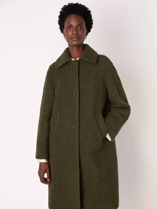 Whistles Green Petite Romy Boucle Coat