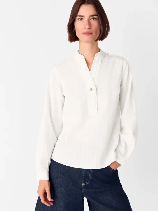 Whistles White Textured Frill Shirt