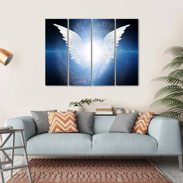 White Angel Flying Canvas Wall Art