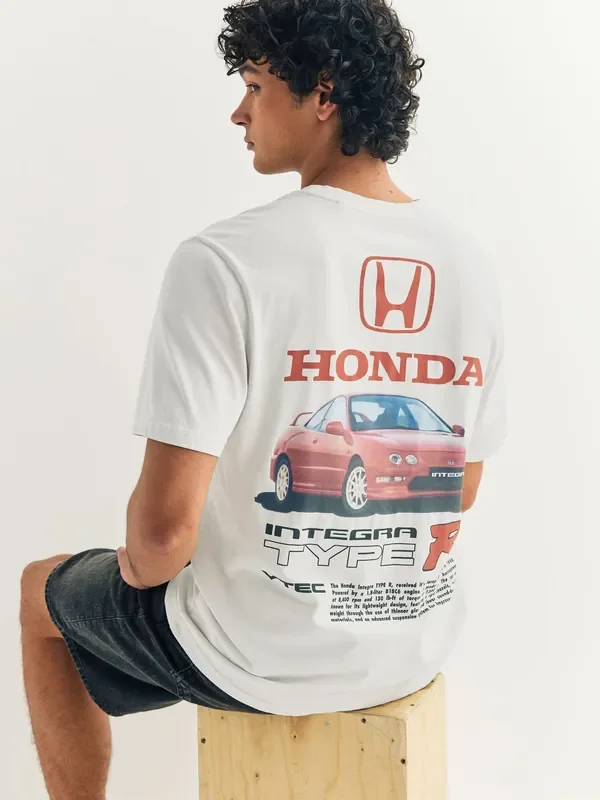 White Honda Integra Type R Hot Hatch Car Graphic T-Shirt