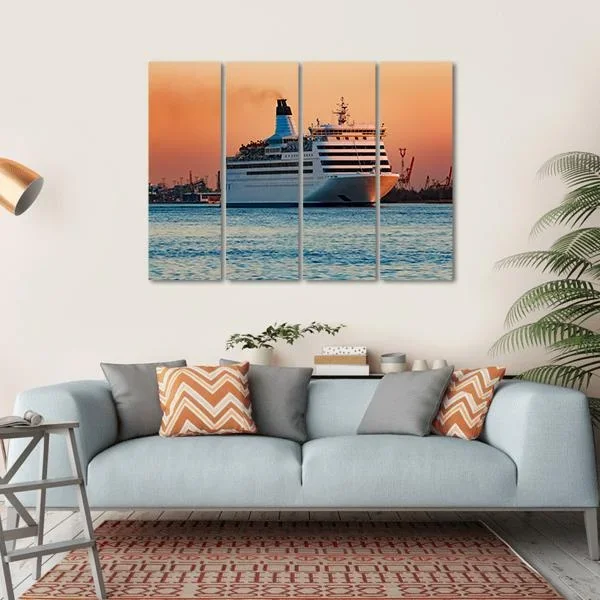 White Passenger Ship Canvas Wall Art