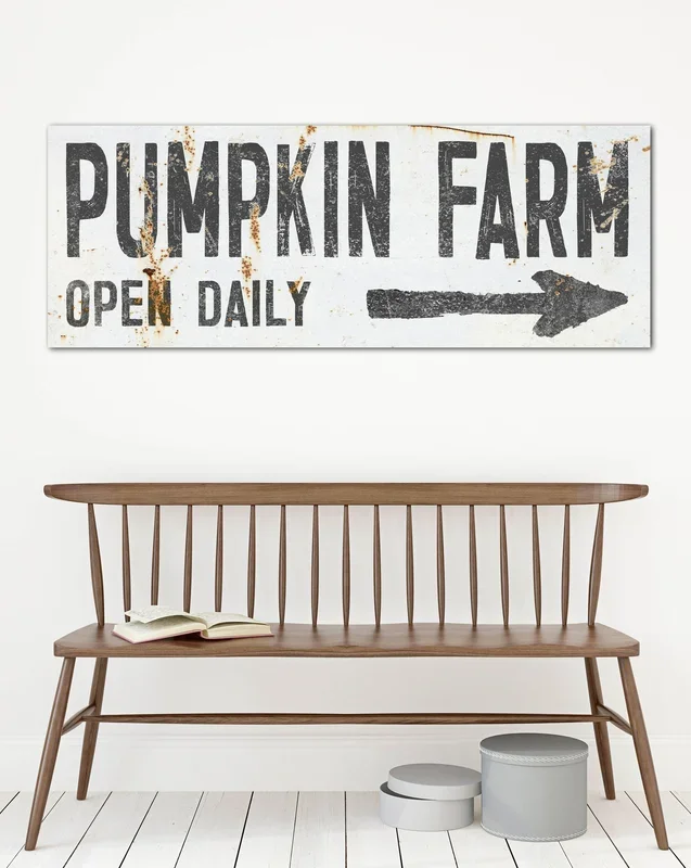 White Pumpkin Farm Vintage Farmhouse Canvas Wall Art – LC61