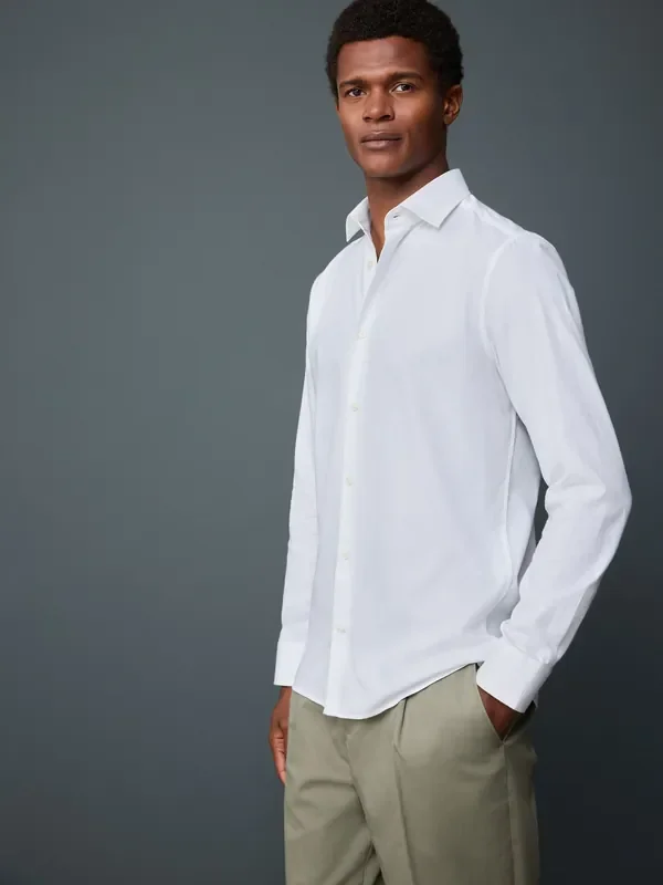White Regular Fit Long Sleeve Soft Touch Smart Shirt