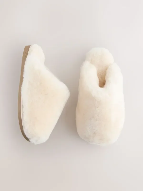 White Sherling Mule Premium Slippers