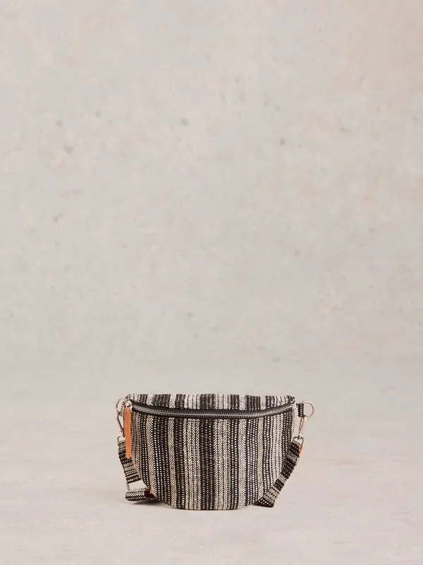 White Stuff Black Mini Sebby Jacquard Bag