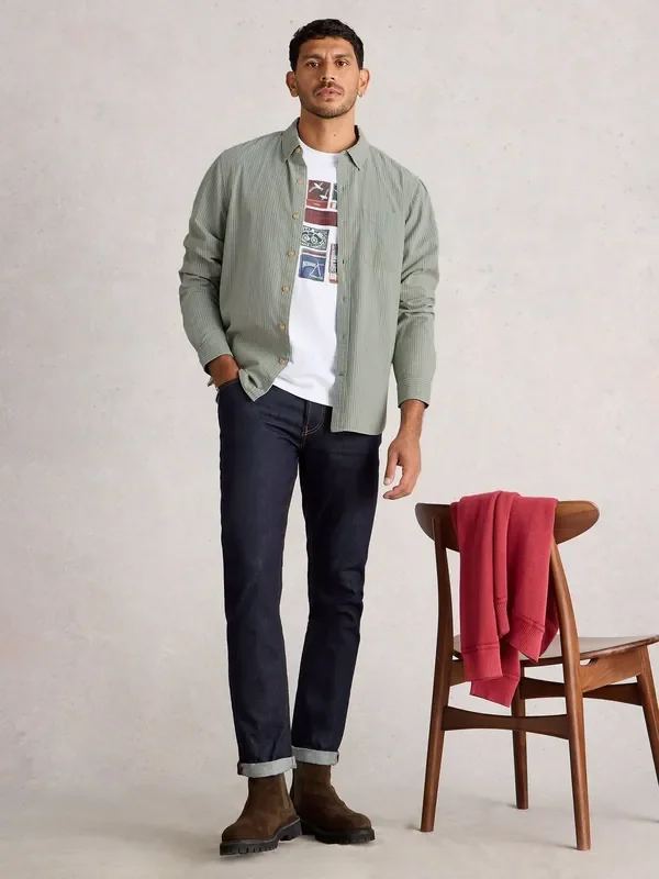 White Stuff Blue Bruton Stripe Shirt