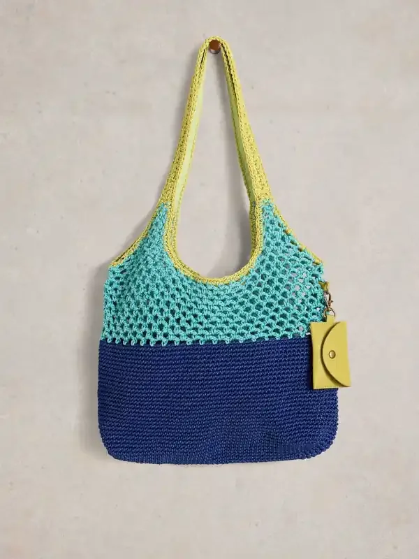 White Stuff Blue Christe Crochet Shopper Bag