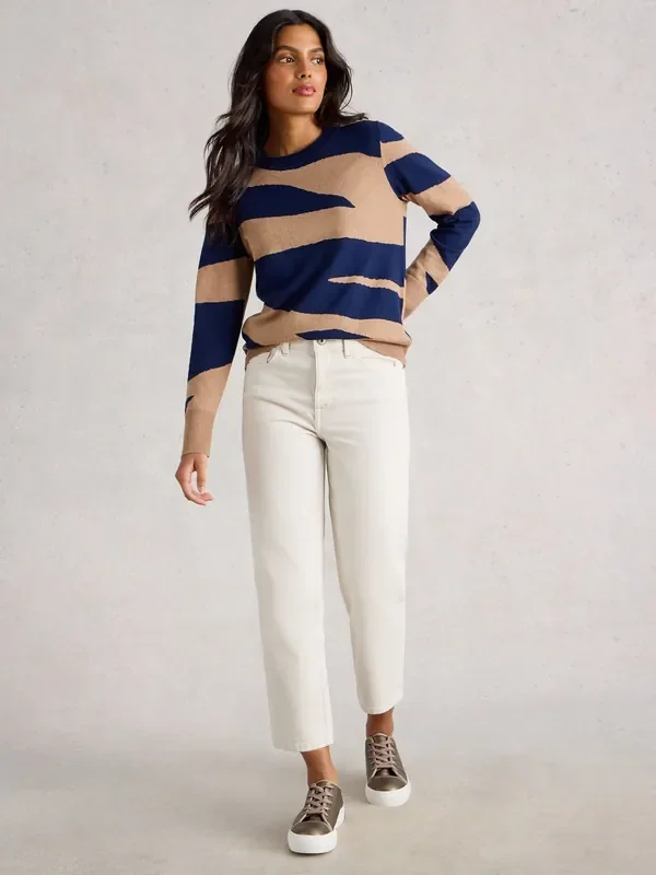 White Stuff Blue Katie Abstract Jumper