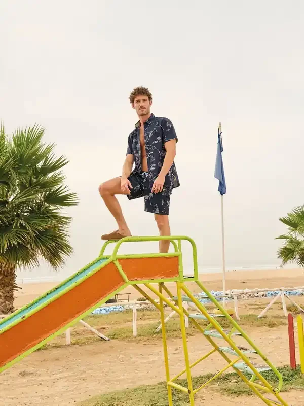 White Stuff Blue Map Short Sleeve Printed Shirt