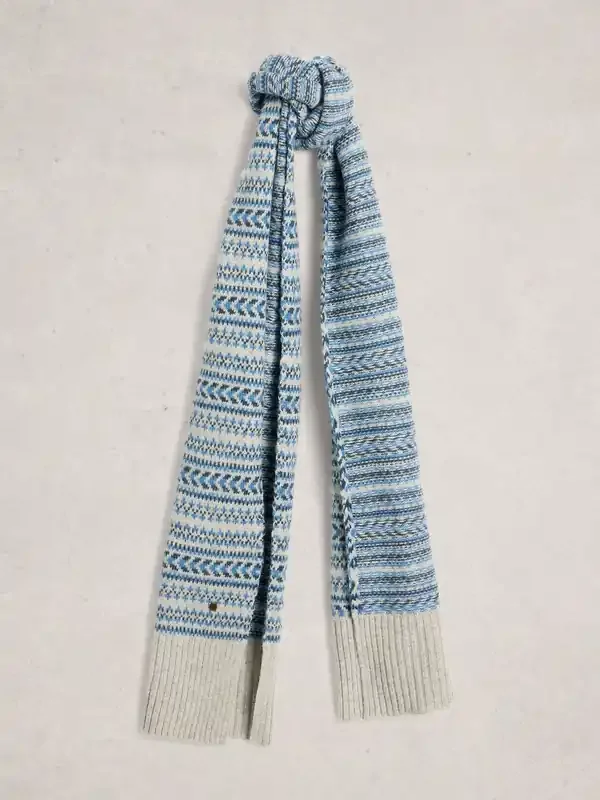 White Stuff Grey Sean Fairisle Knit Scarf