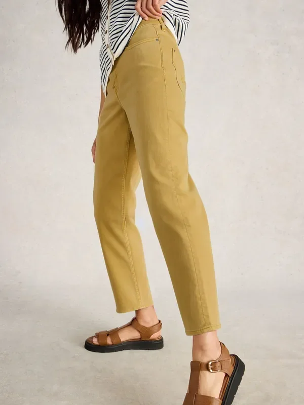 White Stuff Khaki Yellow Blake Straight Crop Jeans