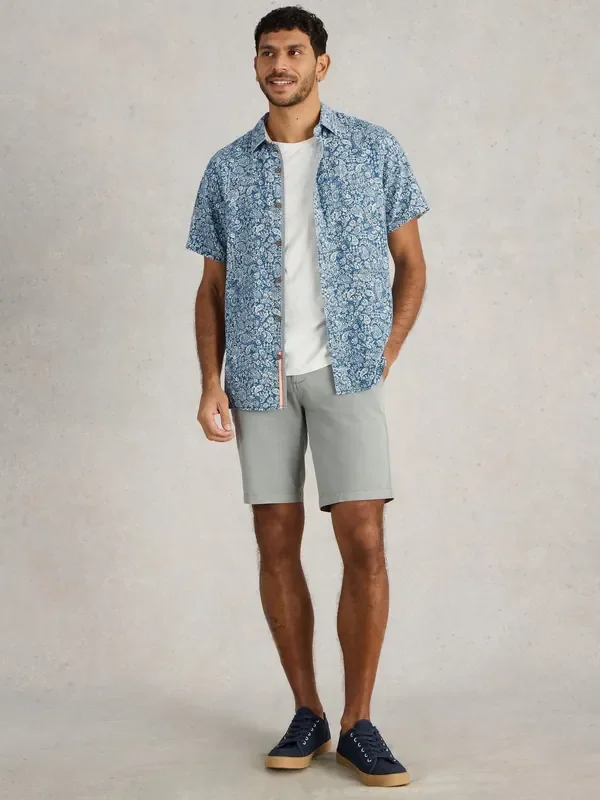 White Stuff Light Blue Finsbury Batik Print Shirt