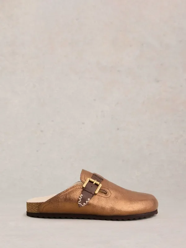 White Stuff Metallic Myrtle Slip On Footbed Slippers