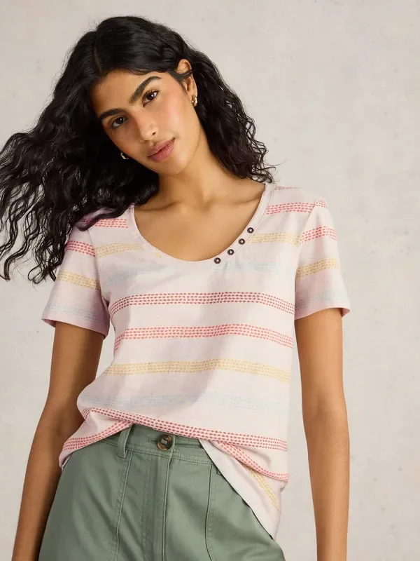 White Stuff Natural Nadia Short Sleeve 100% Cotton T-Shirt