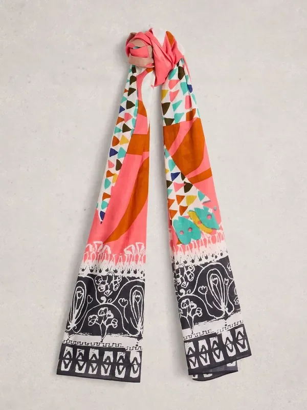 White Stuff Pink Callie Printed Scarf