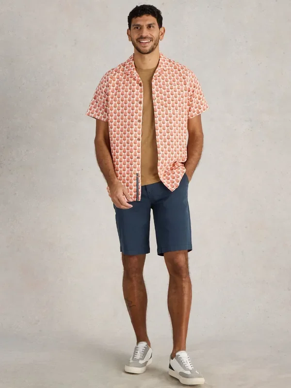 White Stuff Red 100% Cotton Hayle Fan Geo Printed Shirt